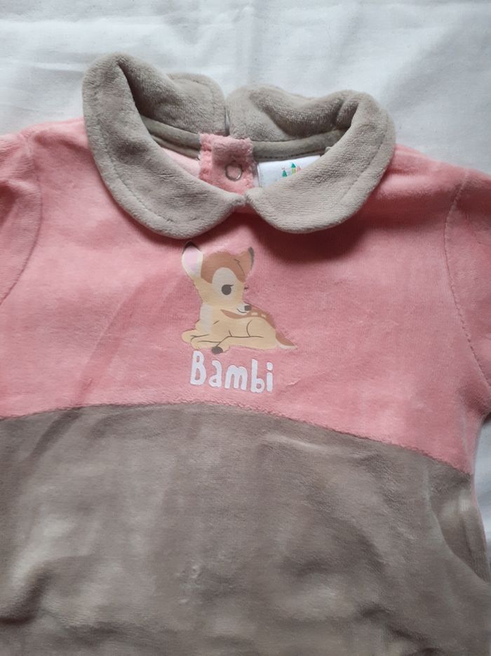 Babygros bicolore rose et marron motif Bambi - photo numéro 2