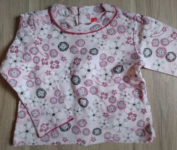 t-shirt rose pâle fleurs Liberty blanc marron et rose foncé de marque ELLE 12 mois