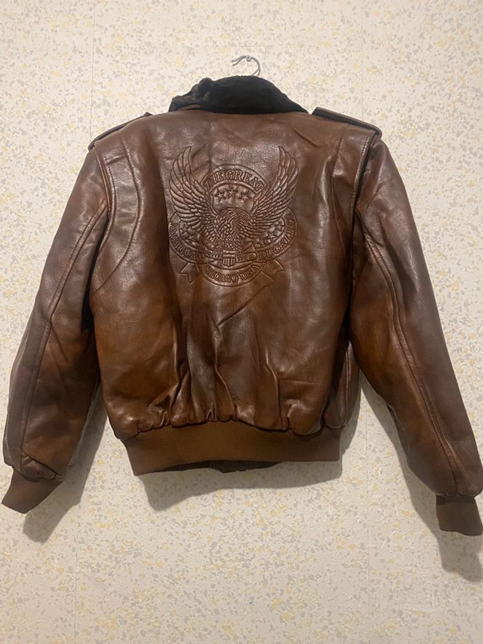 Veste bombers vintage marron xl - photo numéro 2