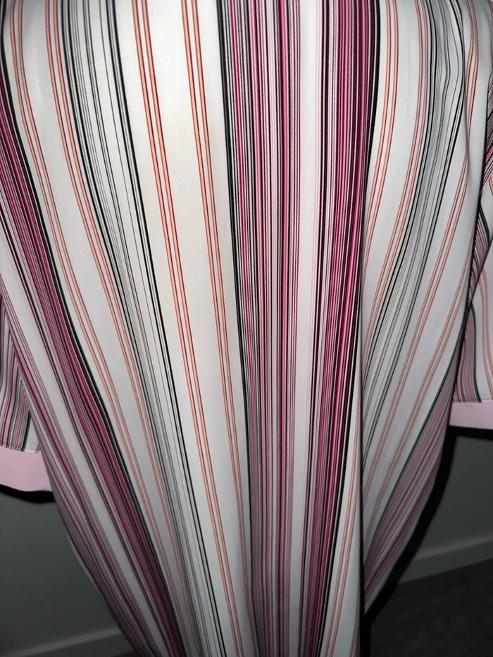 Chemisier à rayures et strass rose et blanc Y2K Vintage T46 3XL - photo numéro 7