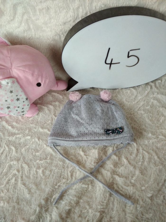 Bonnet doublé avec deux pompons et un nœud Fille 45 Taille 1 Sergent major