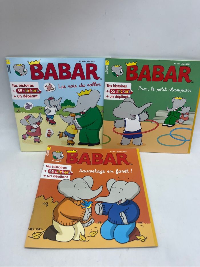 Lot de 3 magazines Livres d’activités Babar autocollants gommettes Neuf