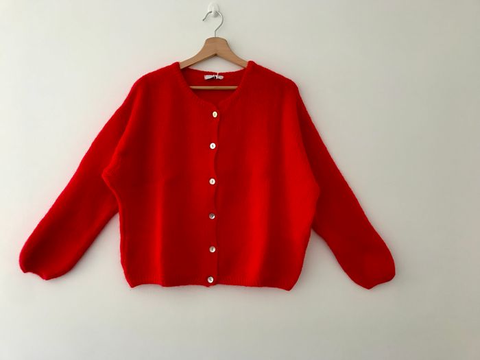 Gilet rouge en kid mohair et laine - photo numéro 2