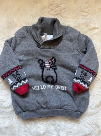 👕 pull très chaud hiver - bébé garçon - 9 mois - 71cm - très bon état