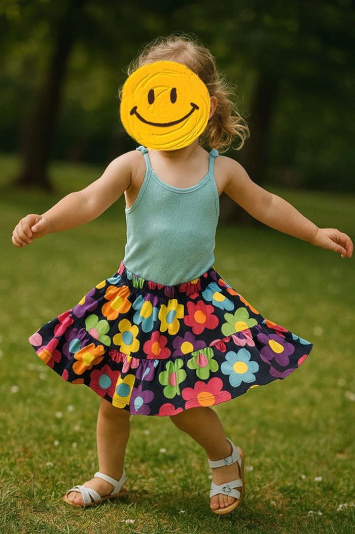 Jupe à fleurs multicolores