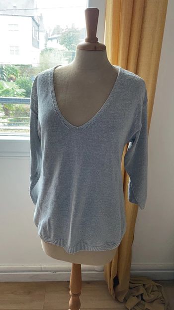 Pull Massimo Dutti dos ouvert gris - taille M