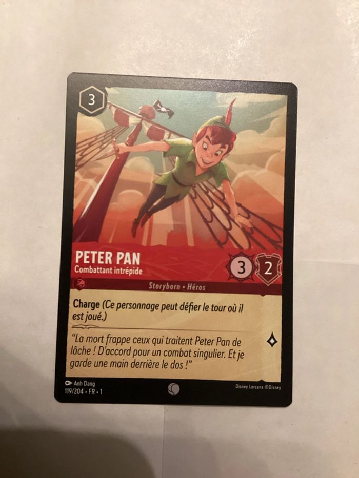 carte disney ravensburger lorcana FR peter pan héros 119/204.FR.1  Non foil première édition
