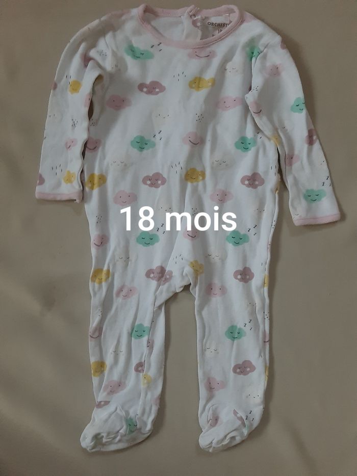 Pyjama léger 1 pièce fille - nuages - Orchestra - 18 mois - photo numéro 1