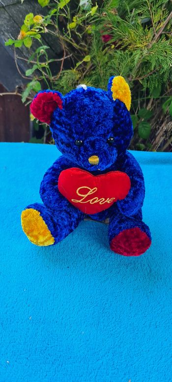 Ours vintage bleu nuit cœur love St Valentin