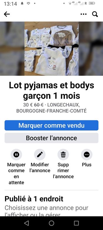 Vêtements 1mois