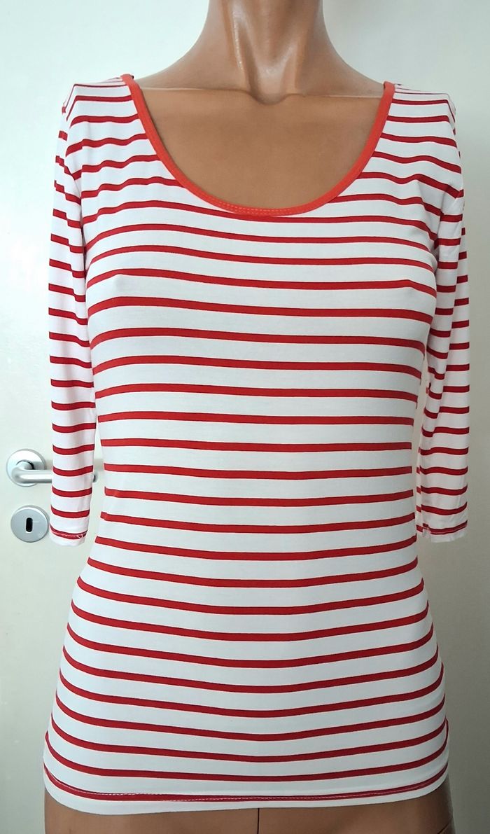 Top marinière rouge blanc Made in Italy manches 3/4 - photo numéro 4