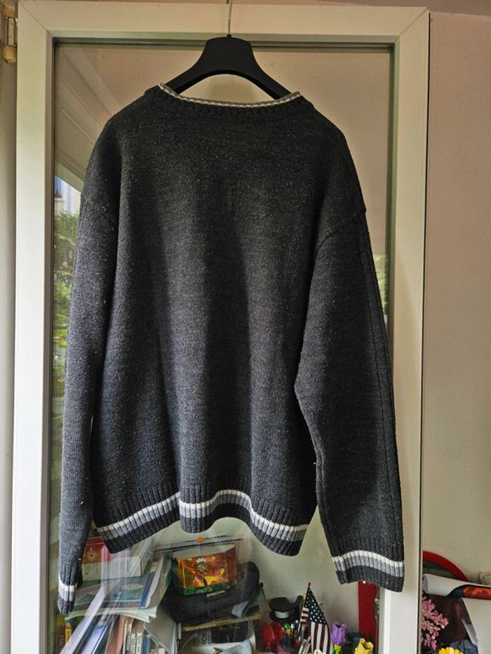 Pull col v gris vintage taille 40 - photo numéro 2