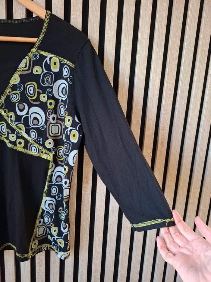 Blouse fluide noire imprimée motifs T40 - photo numéro 3