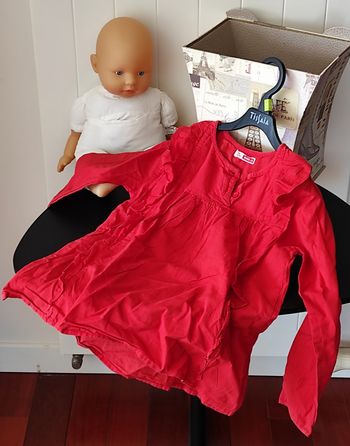 Tunique en coton rouge fille 8 ans – Volants décoratifs