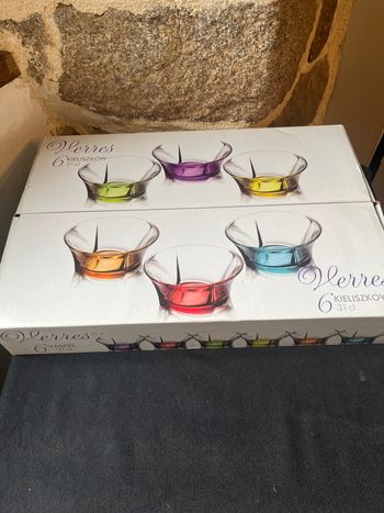 Lot de 6 coupelles multicolours en verre