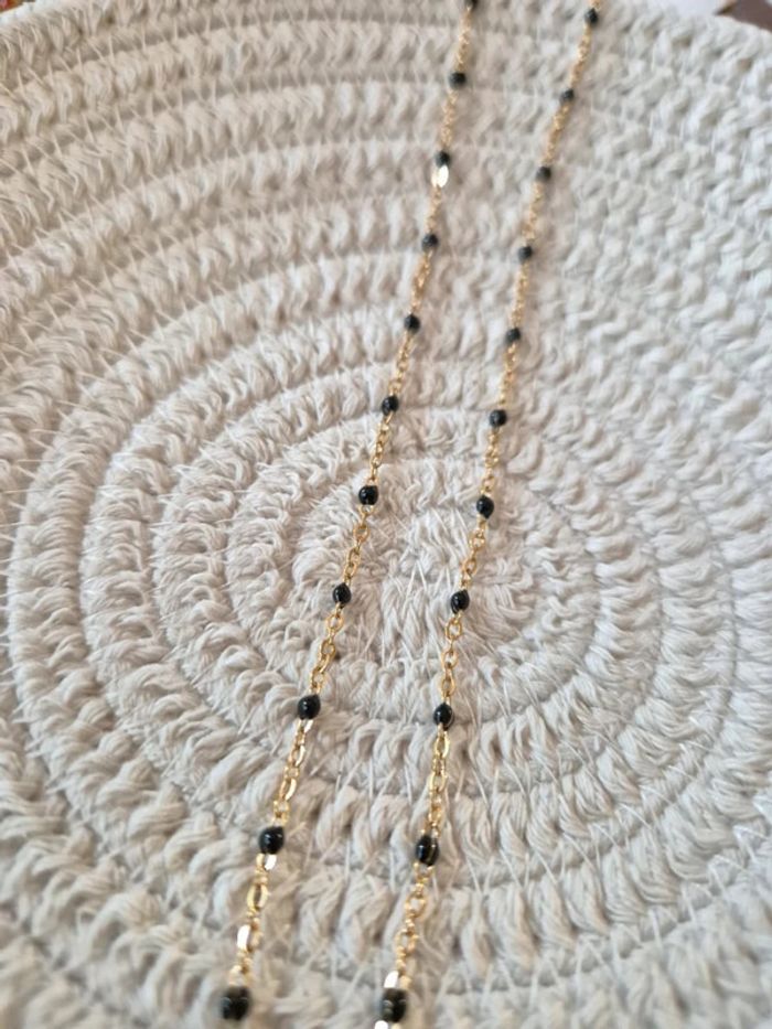 LOT de 2 bracelets dorée or avec petites perles noires noir 🌸 NEUF 🌸 en acier inoxydable - photo numéro 1