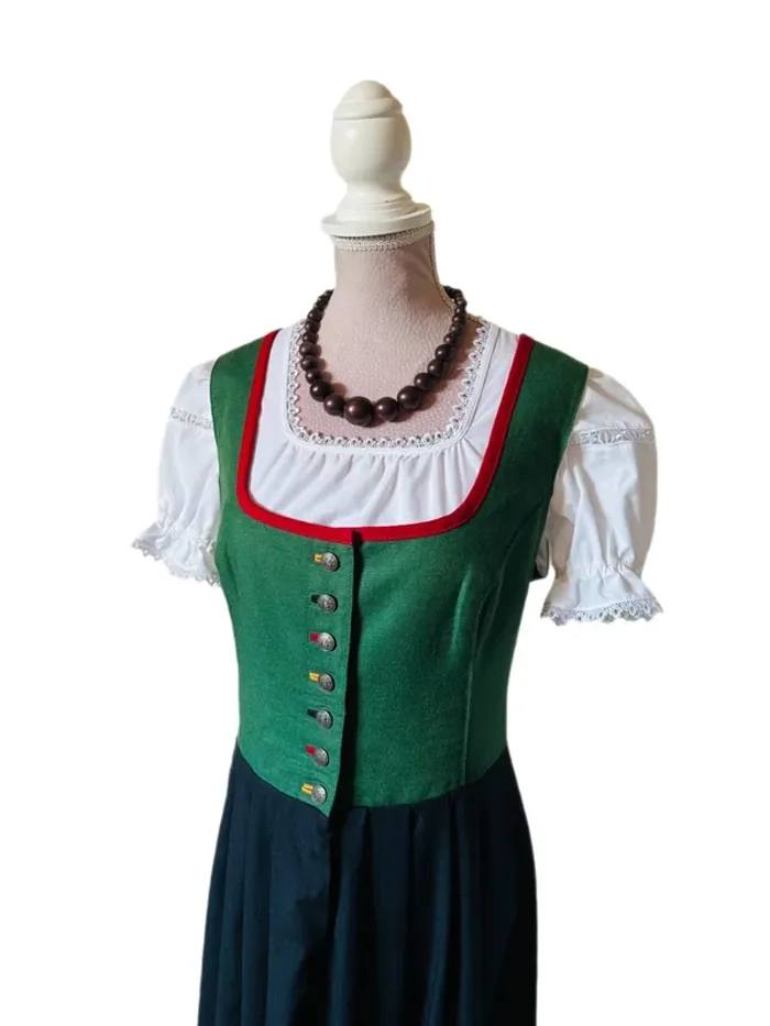 🌿💐Robe vintage traditionnelle Dirndl XL/42 cottagecore Oktoberfest Trachten Austrian long dress💐🌿 - photo numéro 12