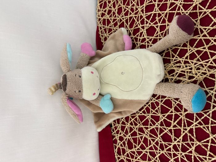 Doudou plat ane poney cheval beige rose bleu BABYSUN - photo numéro 4