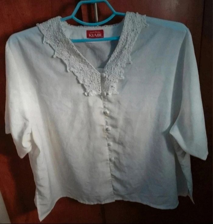 Chemise blanc cassé a dentelle femme - photo numéro 5