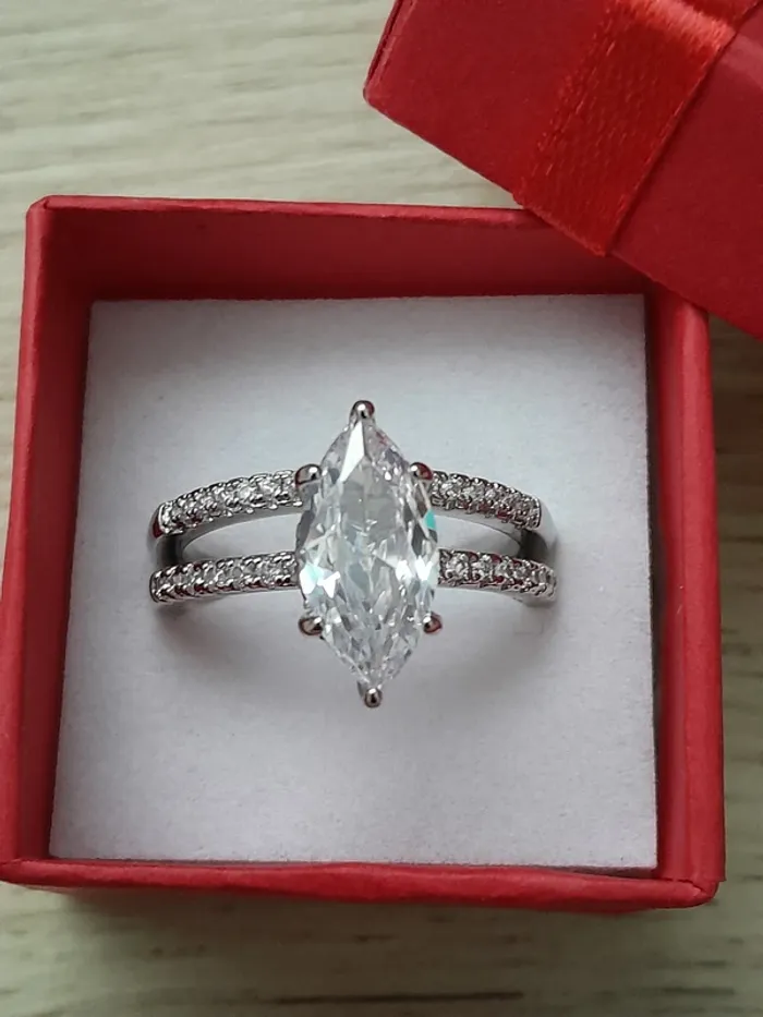 Ensemble de 2 bagues, Alliance + Bague coupe marquise, taille 60 - N° 02 - photo numéro 2