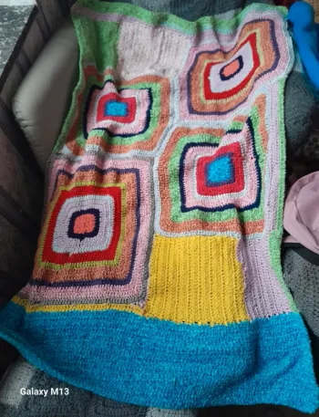 Couverture faite main au crochet multicolore en coton
