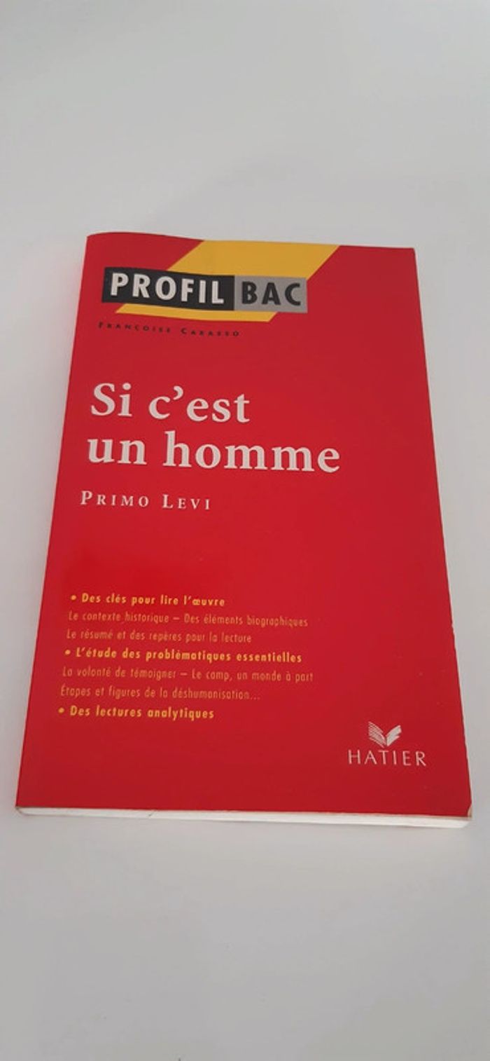 Profil bac si c'est un homme Primo Levi
