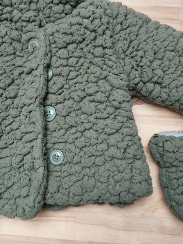Veste polaire a boutons avec moufles bébé fille 1 mois - photo numéro 4