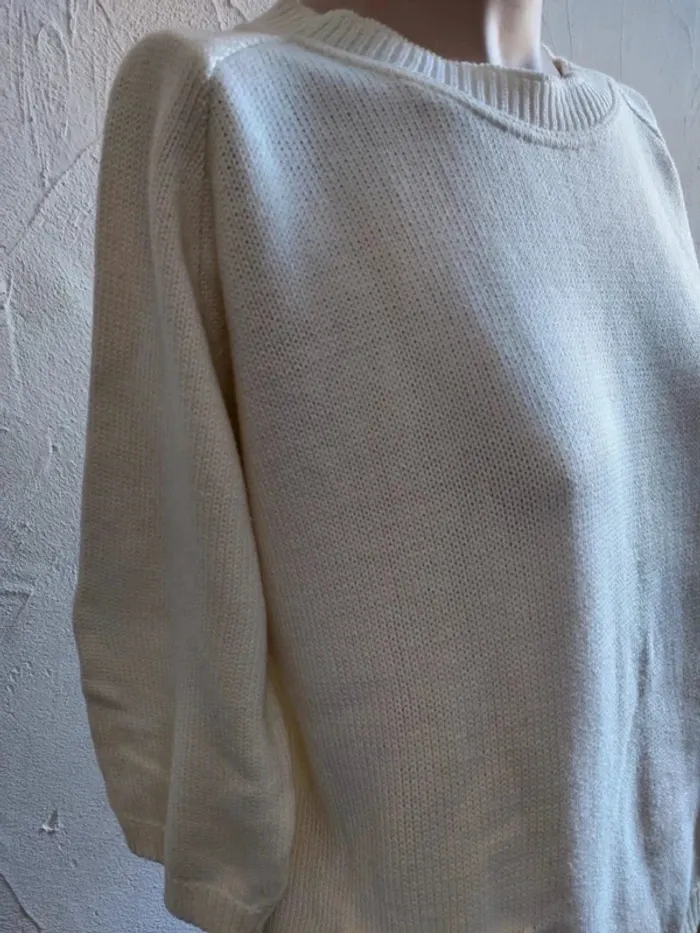 Pull écru en maille - photo numéro 3