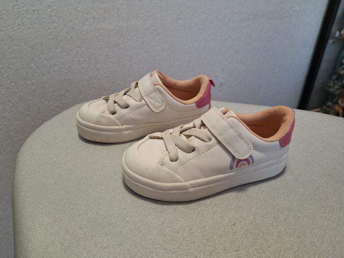 Jolies baskets fille H&M 24 lacets élastiques + scratch blanche/rose très bon état