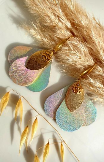 Boucles d'oreilles en cuir holographique