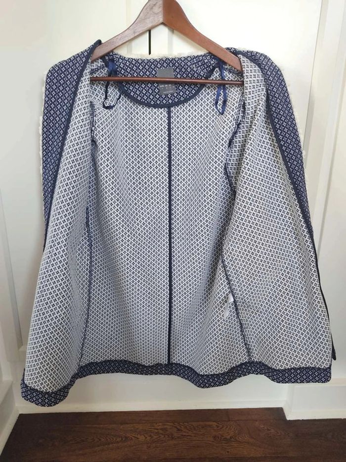 Veste neuve Primark taille 36 Pardessus imprimé bleu marine & blanc - photo numéro 8