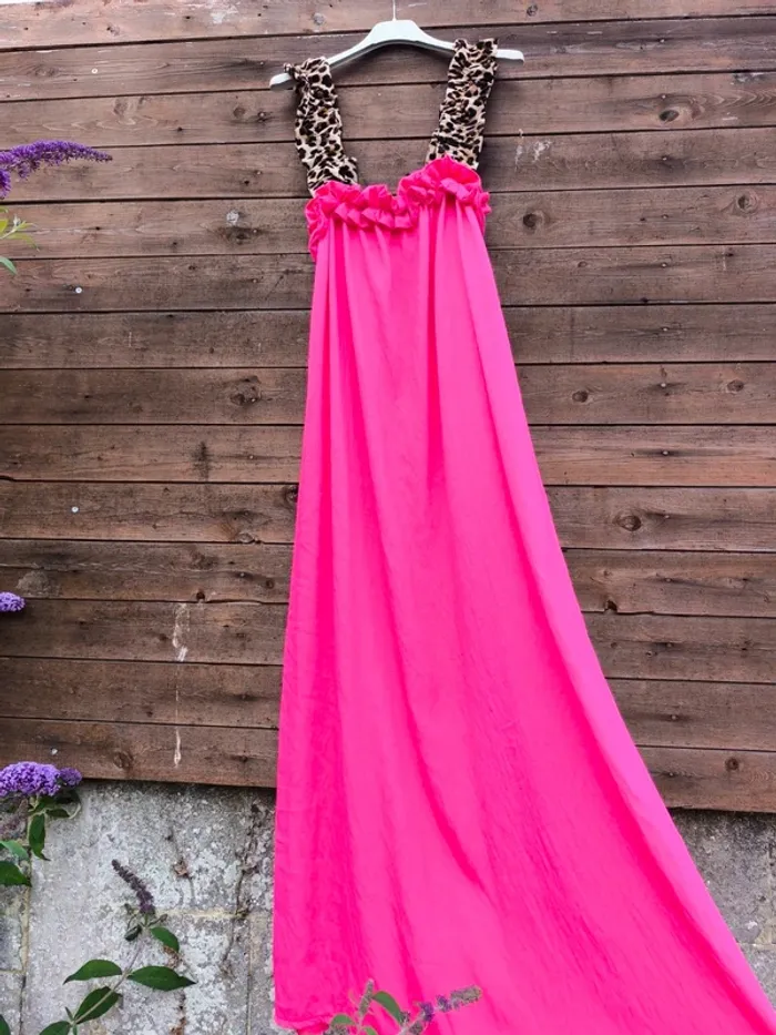 Robe longue rose fushia bretelles léopard TU 36 à 44 - photo numéro 5