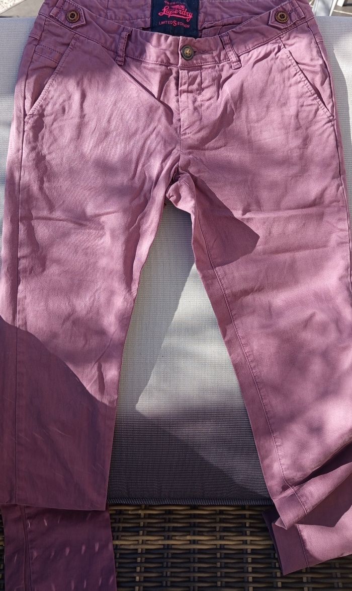Pantalon Superdry aubergine clair chino - photo numéro 2