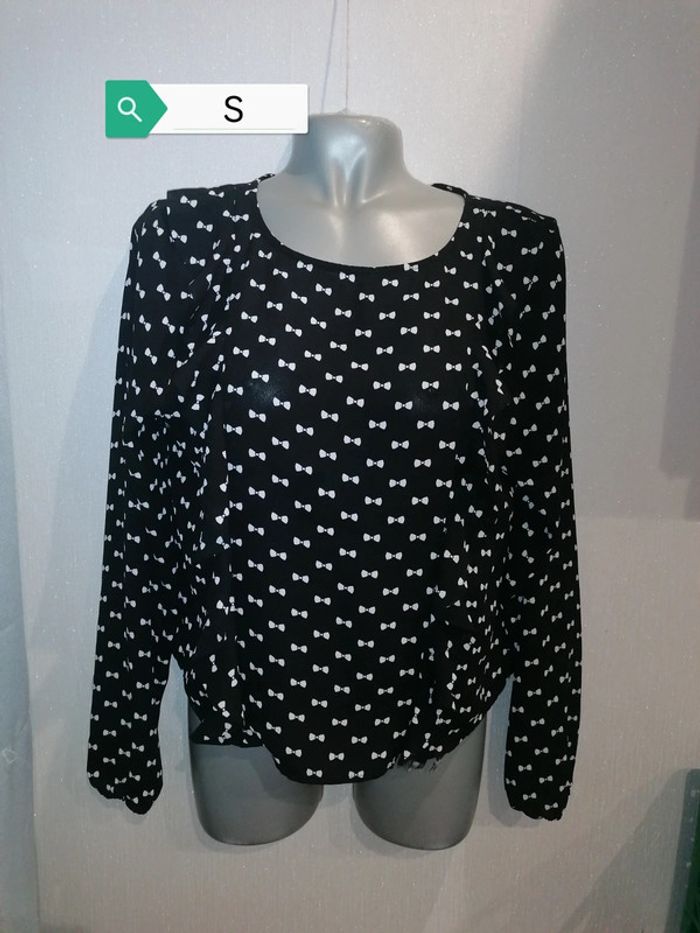Blouse noire noeud blanc Divided H&M S - photo numéro 2