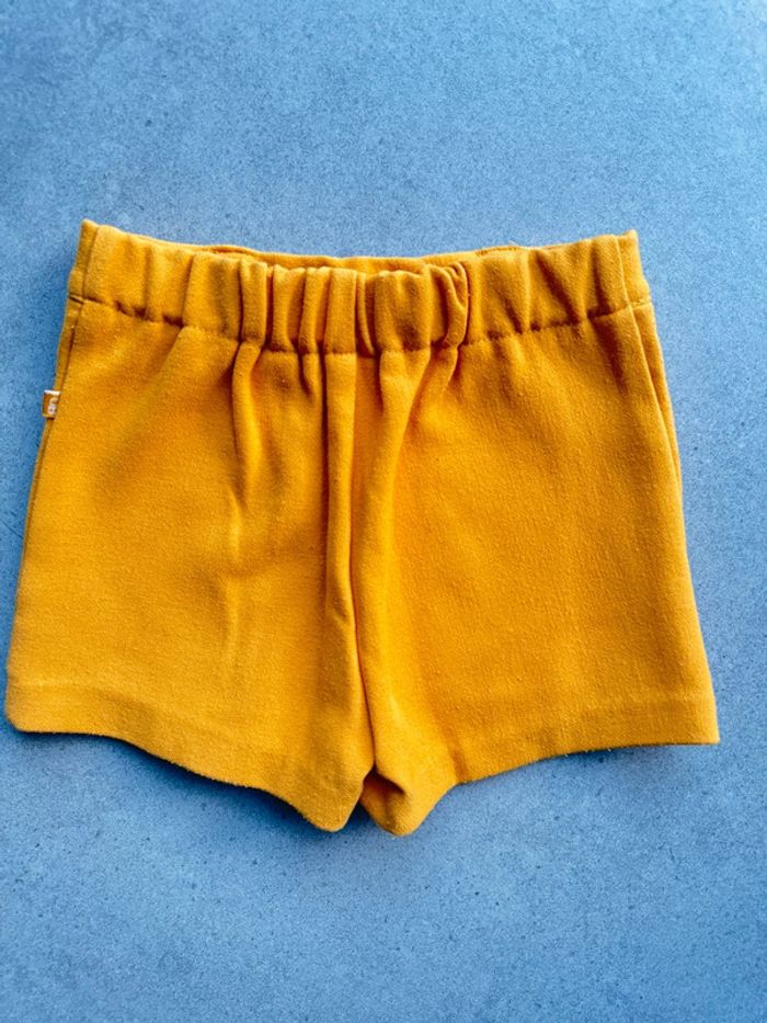 Short jaune ceinture tissu fleuri 23 mois 2 ans Obaibi - photo numéro 3