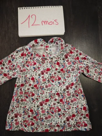 Haut col claudine fleurs