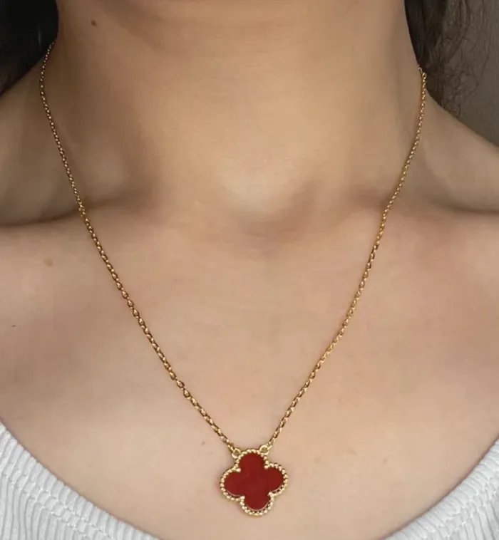 Collier trèfle 15mm en Cornaline rouge - photo numéro 9