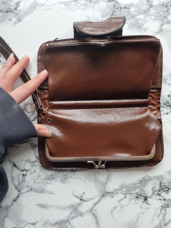 Porte monnaie en cuir marron vintage - photo numéro 14