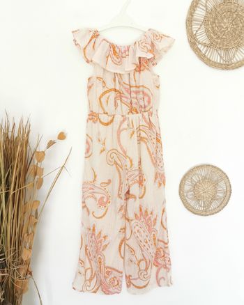 Combipantalon bohème écru rose & orange à épaules dénudées Gémo 5 Ans