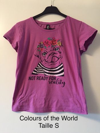 T-shirt violet « Not ready for Reality » Colours Of the World Taille S