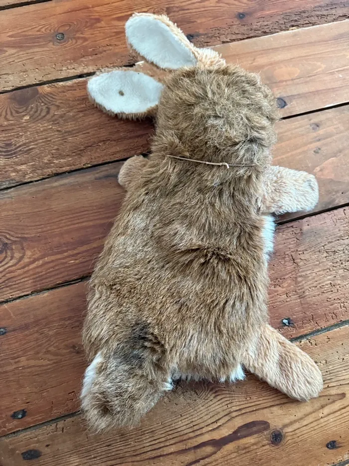 Très grande marionnette peluche ancienne Steiff lièvre lapin 40cm Jolly Hase beige 1973-86 - photo numéro 5