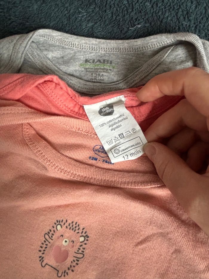 Lot de 3 body manches longues, 12 mois, 74 cm - photo numéro 2
