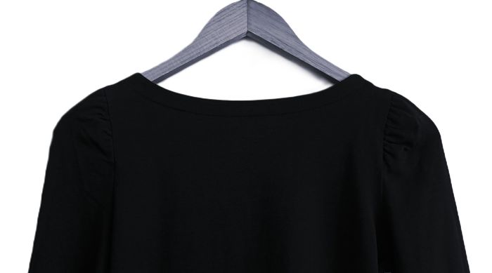 T shirt noir manches longues. Fronces. Camaïeu. Taille S - photo numéro 6