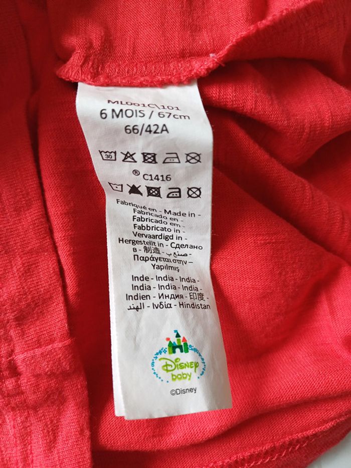 T-shirt Disney Baby 6 mois - photo numéro 5