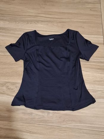 Tee-shirt femme col carré bleu marine