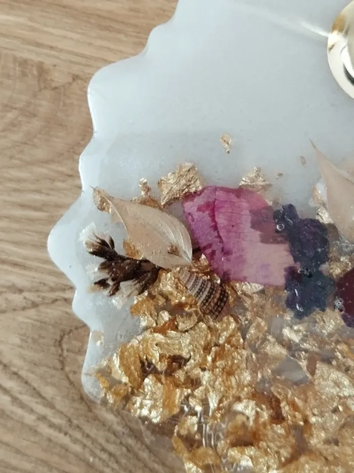 idée cadeau porte-stylo en résine coquillages et fleurs séchées abr017 - photo numéro 5