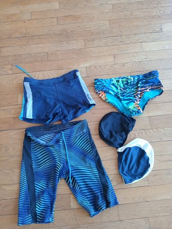 Lot 3 maillots bain + 2 bonnets homme 