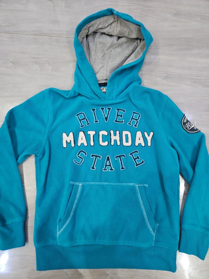 Sweat à capuche en polaire bleu T 11 / 12 ans