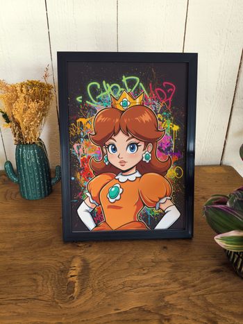 Affiche poster A4 (21×29,7 cm) Princesse Daisy Mario art mural street art coloré déco chambre