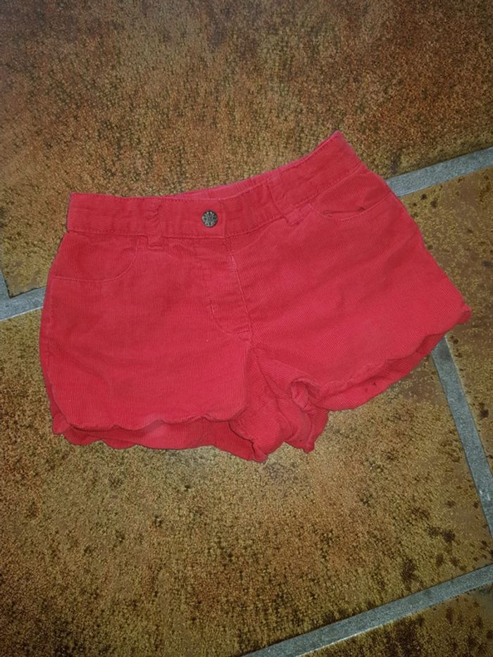 Short rouge velours cyrillus 3ans fille